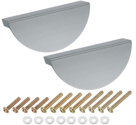 sourcing map 10Pcs Cabinet Pull Handles, 2.52 Hole Spacing Aluminum Alloy Half Moon Drawer Pulls for Kitchen Cupboard Dresser Cabinet Hardware, Dark Grey