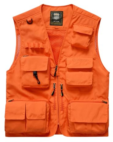 Hwalleum Hommes Plein Air Camouflage Veste, Homme Été Léger Multi-Poches Pêche Gilets Extérieur Multifonctionnel Sans Manche Camo Casual Veste pour le Travail Voyager Photographie Camping Chasse