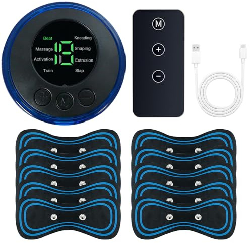CLIUNT Tens Machine for Pain Relief, Wireless Tens Machine with 10 Pads, Electric Massager for Pelvic Floor with 8 Modes and 19 Intensities for Back, Hip, Leg, Knee, Neck, Shoulder, Black