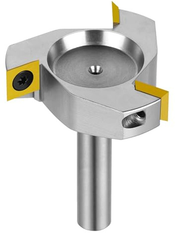SpeTool nickelpläterad planfräs 12 mm skaft 60 mm diameter, planfräs för överfräs, vändbara paneler, ytfräs, vändskivfräs, 3 flöjter, CNC-fräs för trä med ATS-beläggning, avplattningsfräs