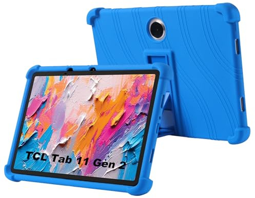 zZjoOoj Hülle für TCL Tab 11 Gen 2 / TCL Tab 11 FE 11 Zoll Tablette Case,Soft Schutzhülle Liquid Silicone Tablette Cover,Hochwertiges Silikon Premium TPU hülle mit Standfunktion -Marineblau