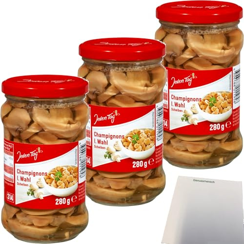 usy Bundle für Jeden Tag Champignons I. Wahl Scheiben 3er Pack (3x314ml Glas) + usy Block