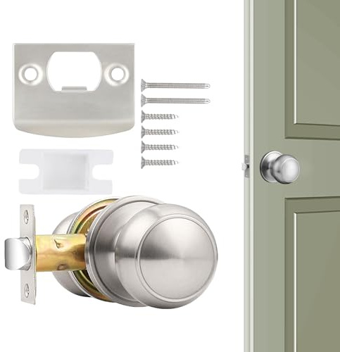 Mihauuke Juego De Cerradura Para Puerta Principal,Manija De Entrada - Hardware Sin Llaves Con Placa De Pestillo Para Exterior Interior Hogar Seguridad Dormitorio