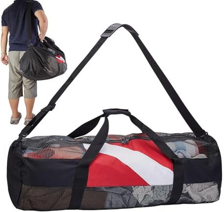Borsa per immersioni subacquee – Attrezzature in rete, portaoggetti pieghevole con cerniera, borsa spessa ad asciugatura rapida, organizer leggero e durevole | Accessorio da spiaggia e sport acquatici