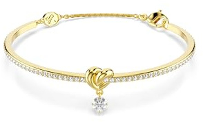 Swarovski Brazalete Lifelong, Talla redonda, Corazón, Blanco, Baño tono oro