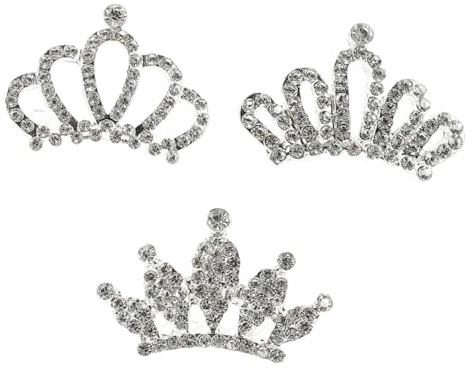 TOGEVAL Peigne Diadème en Strass pour Filles 3 Pièces Petite Tiare à Strass Garçon et Filles Accessoire Cheveux Fête Anniversaire Photo Style Aléatoire