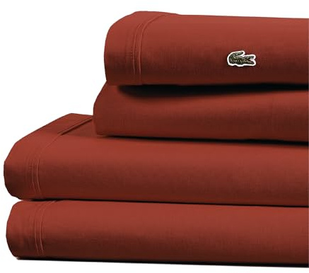 Lacoste Percale Solid Sheet, Chili Pepper, King