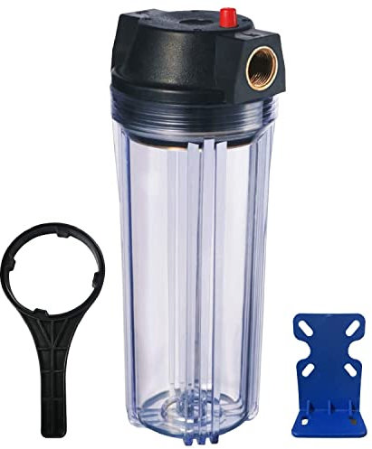 Geekpure Alloggiamento filtro trasparente standard da 10 pollici - Attacco da 3/4 con staffa per chiave di sicurezza - 2,5 x 10