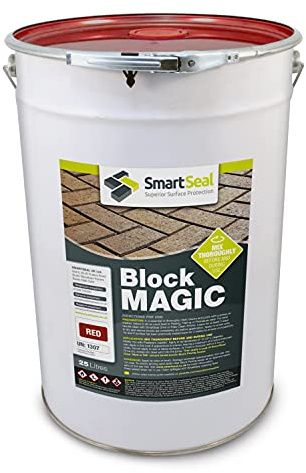 Smartseal ‘Block Magic' – A Re-Colouring Block Paving Sealer. Superior to a Concrete Paint - Transform Old Block Paved Drives or Patios - Easy to Apply (Red, 25 Litre)