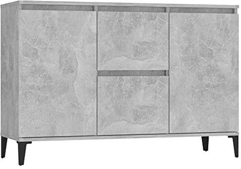vidaXL Sideboard Chipboard Side Book Storage Cabinet Standing Shelf Cupboard Locker Home Organiser Living Room Bedroom Furniture Concrete Grey