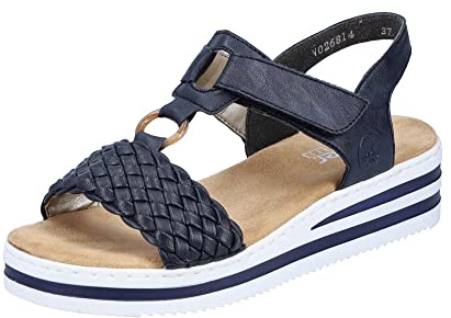 Rieker Women's V0268 Open Toe Sandals, bleu, 36 EU