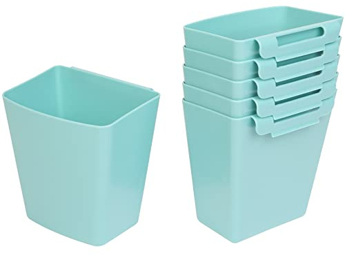 AYVANBER Paquete de 6 portavasos colgantes para carrito rodante, accesorios, ganchos, suministros de manualidades para carrito utilitario rodante, carrito de almacenamiento delgado (verde azulado)
