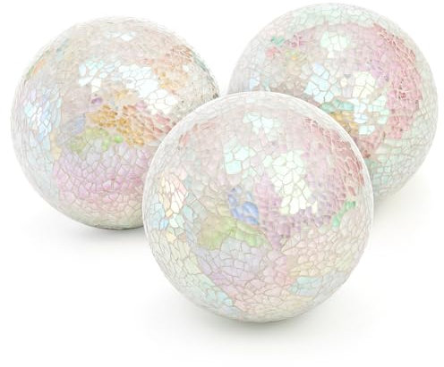 TOPZEA Set mit 3 dekorativen Kugeln, 10 cm Glasmosaikkugeln Kugel Schüssel Füller, Kaminsims, Weihnachten Urlaub Party Dekorationen