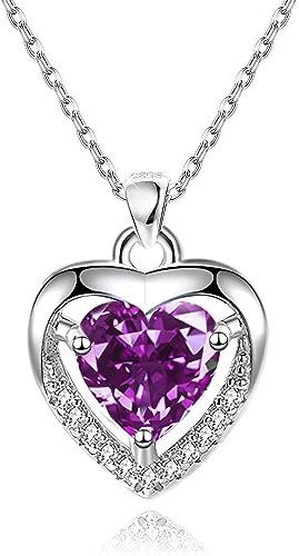 EXGOX Silber Kette mit Herz Anhänger - 925 Sterling Silber, Kristall Herz, Einstellbare Silber Halskette für Damen - perfekt für Geburtstage und Weihnachten