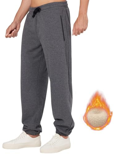 ineepor Pantaloni Tuta Uomo Invernali Pantaloni Termici Sportivi Uomo Felpata Pile Foderato Fleece Joggers Pantaloni Larghi Baggy Cerniera Tasche Laterali