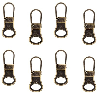 8 Pzs Cierre de Cremallera Reemplazo, Tiradores de Cremallera Desmontable Repuesto de Cremallera Asa Fijador de Reparación para Ropa Mochila Chaquetas Pantalones Botas Equipaje (Bronce)