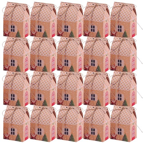 Lot de 20 Boite Cadeau Noel Kraft Calendrier De L'avent À Remplir Emballage Cadeau Noel Petite Boite Chocolat Vide Boite Cadeau Vide pour Bonbons Chocolat Biscuits Cadeaux (D)