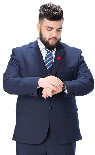 Costume 2 Pièces Pour Homme, Costumes Homme De Grande Taille, Costume D'été Léger Et Respirant, Ensemble Veste Et Pantalon De Mariage À 2 Boutons(Navy,8XL)