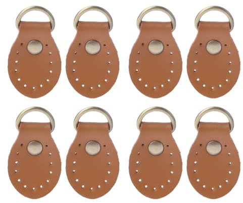 UEIOAVL Hebillas de Cuero PU, 8 piezas de hebillas colgantes marrones, hebillas de anilla en D de metal, para bolsos, carteras y accesorios de manualidades