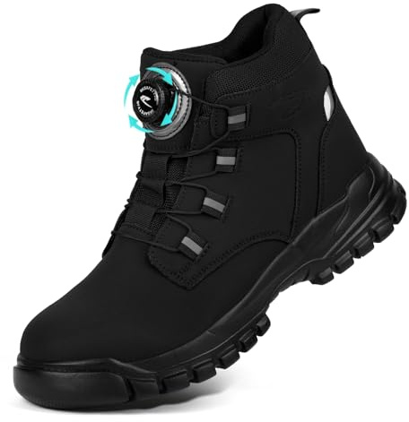 AOOSU Stålhätta träningsskor, säkerhetsstövlar, säkerhetsskor herr arbetsskor säkerhetsskor lätta bekväma skyddsskor industriella sneakers halkfri stötdämpning