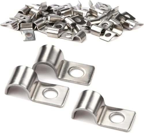 50 pezzi di fissaggio a rete rigida a parete ponticello cavo elettrico fissaggio spesso a U tubo Morsetto in acciaio inox Clip cavo monoforo Fascetta di fissaggio (6 mm)