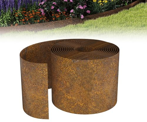 XMTECH Rabattkant 5 m, rabattgräns av metall, flexibel, rabattkant, rabattgräns för rabattar, trädinramning, 14 cm hög, rostfärg