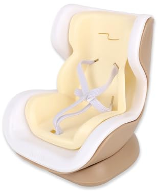 Doll Car Safety Seat, Plastic Doll Chair Model with Air Vent Clip and Base Cool Car Ornament Decorative Desktop Display Accessory for Blind Box Collectible Dolls (Yellow)