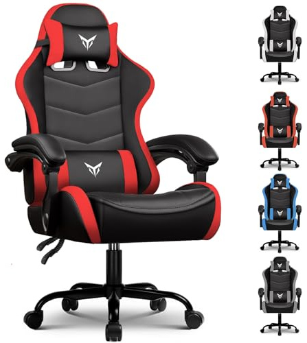 GTPLAYER Gaming Chair, Video Game Chairs Racing Style PC Game Chairs 350lbs for Adults - Padded High Back Ergonomic Reclining Silla Gamer, Linkage Armrest, Red