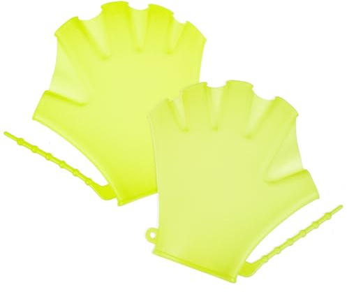 Guantes de Natación de Silicona 2piezas para Niños Verde Claro | Guantes Uv, Ajuste de Muñeca Regulable, Diseño Transpirable, para Natación y Buceo