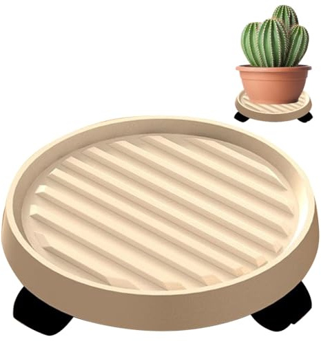 Carro de jardín rodante, bandeja para plantas, contenedores de flores de plástico, carro móvil con ruedas, jardinera redonda con polea