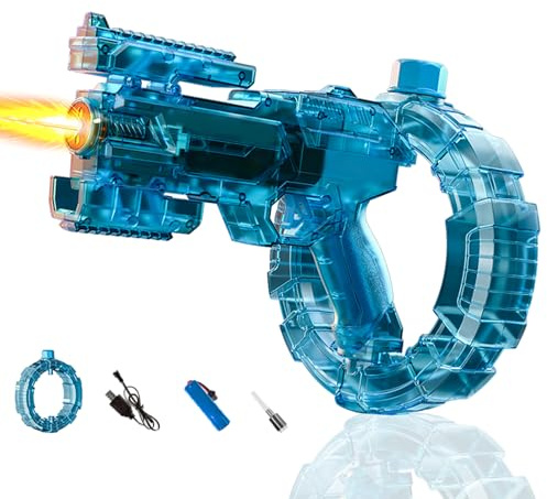 Pistola de agua eléctrica con luces LED, pistola de agua automática de gran capacidad 320 ml, pistola de agua con alcance de hasta 8-9 m, juguete de piscina, pistolas de agua para adultos, niños y