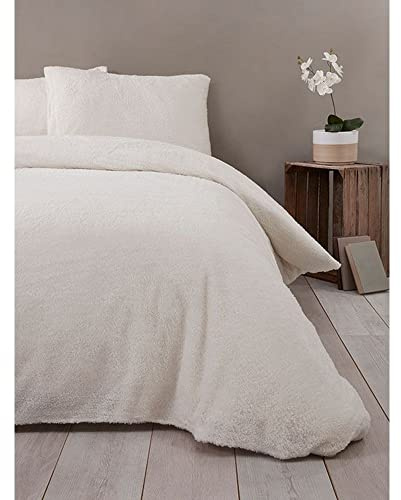 Rapport Home Rapport, Set Copripiumino per Letto Matrimoniale con Orsacchiotto, Lussuoso, Super Morbido e Caldo, Color Crema