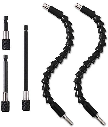 Cozihom Juego de extensión de broca de 1/4 pulgadas, 2 ejes de extensión de broca flexibles, 3 soportes magnéticos de cambio rápido para puntas de destornillador
