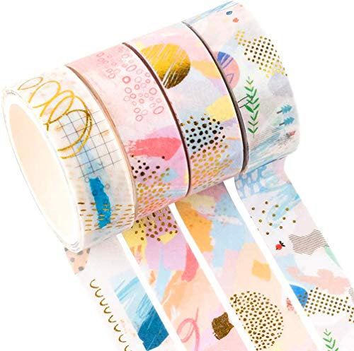 YUBX 4 Rollen Washi Tape, dekoratives Papier, Masking Tape für Scrapbooking, Handwerk Handwerk Basteln (Geometric 4)