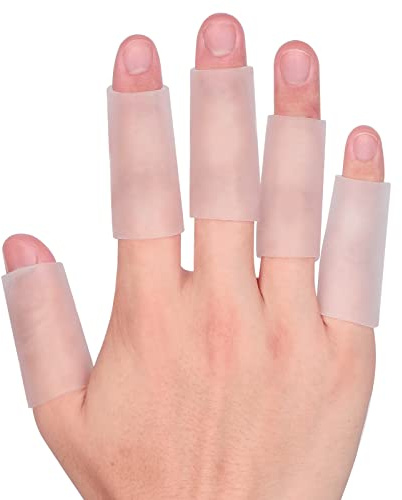 20 PCS Gel Finger Sleeve Protectors - Kimihome Silicone Finger Sleeves Cushions and Protects - Finger Cots Bandages Provide Relief for Finger Cracking, Corns, Blisters and Calluses Protect (Clear)