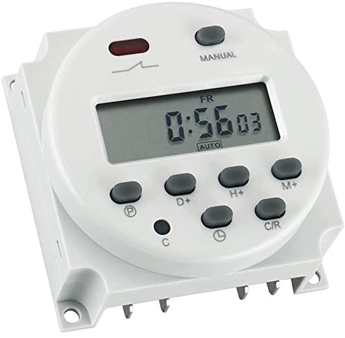 Interruttore Digitale con Timer, Temporizzatore Digitale Elettronico LCD con 7 Giorni Programmi Giornalieri, 1S - 168h 5VA per Controllo elettronico, 220V AC