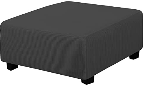 Easy-Going Stretch Square Ottoman Cover 40x40x15 inch Folding Storage Stool Furniture Protector Soft Rectangle slipcover with Elastic Bottom Dark Grey