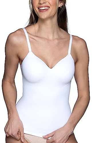 Vanity Fair Women's All Over Smoothing Shapewear for Tummy Control: Tops, Bottoms, Body Suits, Shaping Built-in-Bra Cami - White, Large