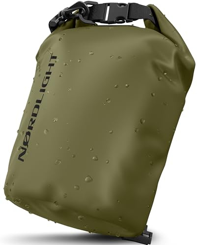 Nordlight Dry Bag Sacca Impermeabile - (2L, Verde Oliva) Zaino Impermeabile, Sacca Stagna Borsa Impermeabile con Chiusura a Rotolo - Spiaggia, Canoa, Stand Up Paddling, Immersioni