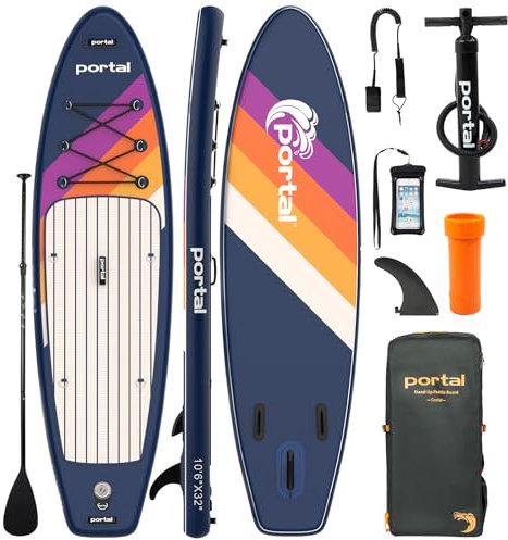 PORTAL SUP Aufblasbares Paddelboard für Erwachsene, 3 m, Stand-Up-Paddleboard, rutschfestes Deck, aufblasbares Paddelbrett mit verstellbarem Paddel, Tragetasche und Reparaturset