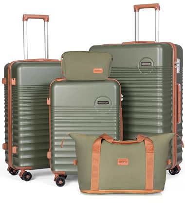 CONCEPTEN Luggage Sets 5 Piece, Suitcases with Wheels, Hardshell Suitcase Set, ABS Carry on Luggage Set with TSA Lock, Travel Luggage