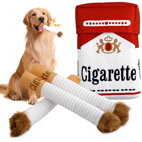 Luyuttn Giocattolo per cani con sigaretta risatina, giocattoli per cani per noia, divertente giocattolo di peluche a forma di sigaretta, giocattoli interattivi per cani di piccola taglia e grande