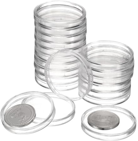 QUARKZMAN 20 stycken 35 mm silver dollar mynthållare, plast myntkapsel skydd akryl klar rund myntsamling behållare för silvermyntskydd eller NFC-etikett