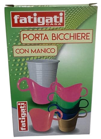 Set di 6 Portabicchieri Colorati con Manico, Antivento, Multicolore Supporto per Bicchieri Monouso