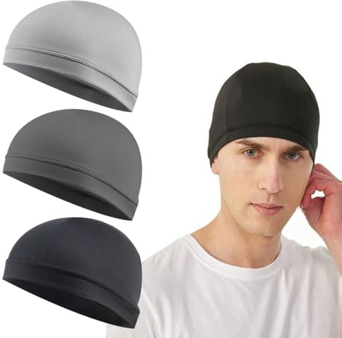 MIRKUZI Gorras de ciclismo para hombre，3pcs Respirable Verano Sombrero de Casco Correr Hat Gorra Calavera Ciclismo Gorro Deportivo。Ciclismo Skull Cap，Transpirable Algodón Running Skull Cap