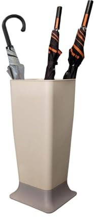 PALUPLUS Portaombrelli alto in Plastica, Misura 25x25x55 cm, cesta con Base Stabile color Tortora e vaschetta Racogli Goccia, per interno ed esterno, Made in Italy -2014F (Travertino)