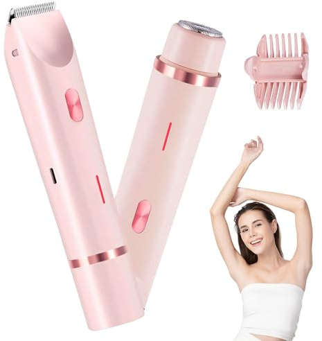 Afeitadora íntima eléctrica para mujer, 2 en 1, afeitadora eléctrica para mujer, IPX7, resistente al agua, para mujer, zona íntima, bikini, afeitadora en húmedo y seco para cara, cuerpo, piernas