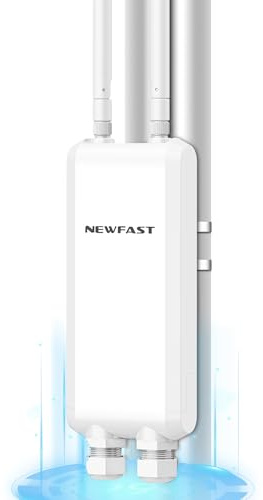NEWFAST Ripetitore WiFi Esterno, 1200Mbps Access Point Esterno Dual Band 5GHz/2.4GHz Extender WiFi Potente con 48V PoE Power, 3*Gigabit Porta Ethernet, 2 * 5dBi Antenne, IP66, per Esterni