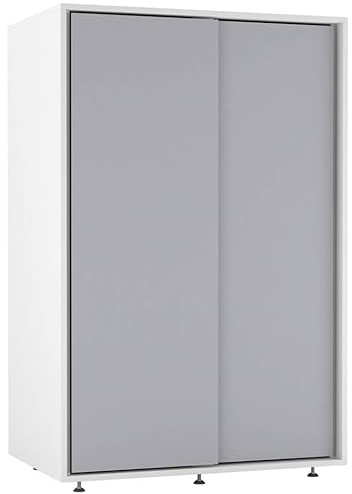 URBNLIVING 120cm 2 Sliding Door Wardrobe, Freestanding Bedroom Closet with Hanging Rail & Durable Feet, Engineered Wood Storage Cupboard for Kids Room, Nursery or Small Spaces