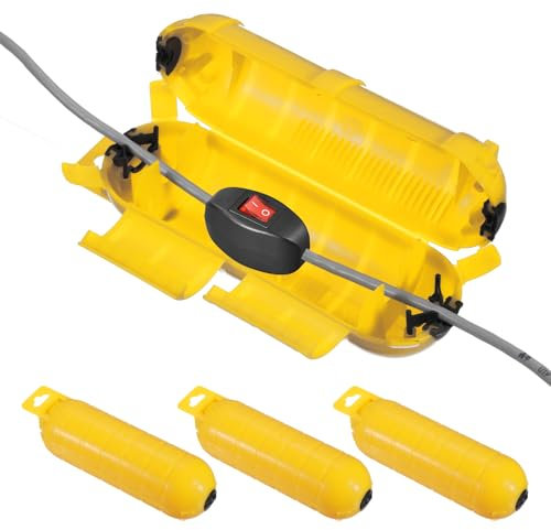sourcing map Lot de 3 cache-câbles pour l'extérieur, étanche IP44, boîtier de connexion électrique, protection pour prise de courant, lumière de Noël, jaune